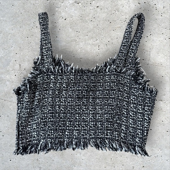 Anthropologie x Mare‎ Mare Tweed Tank Top Vest Blouse Black White Sz S - Picture 3 of 5
